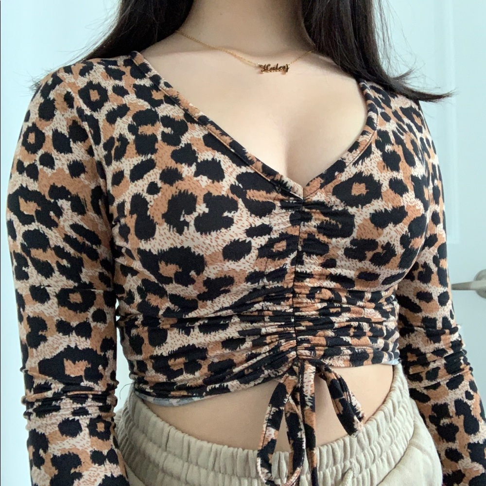 cheetah print ruched top